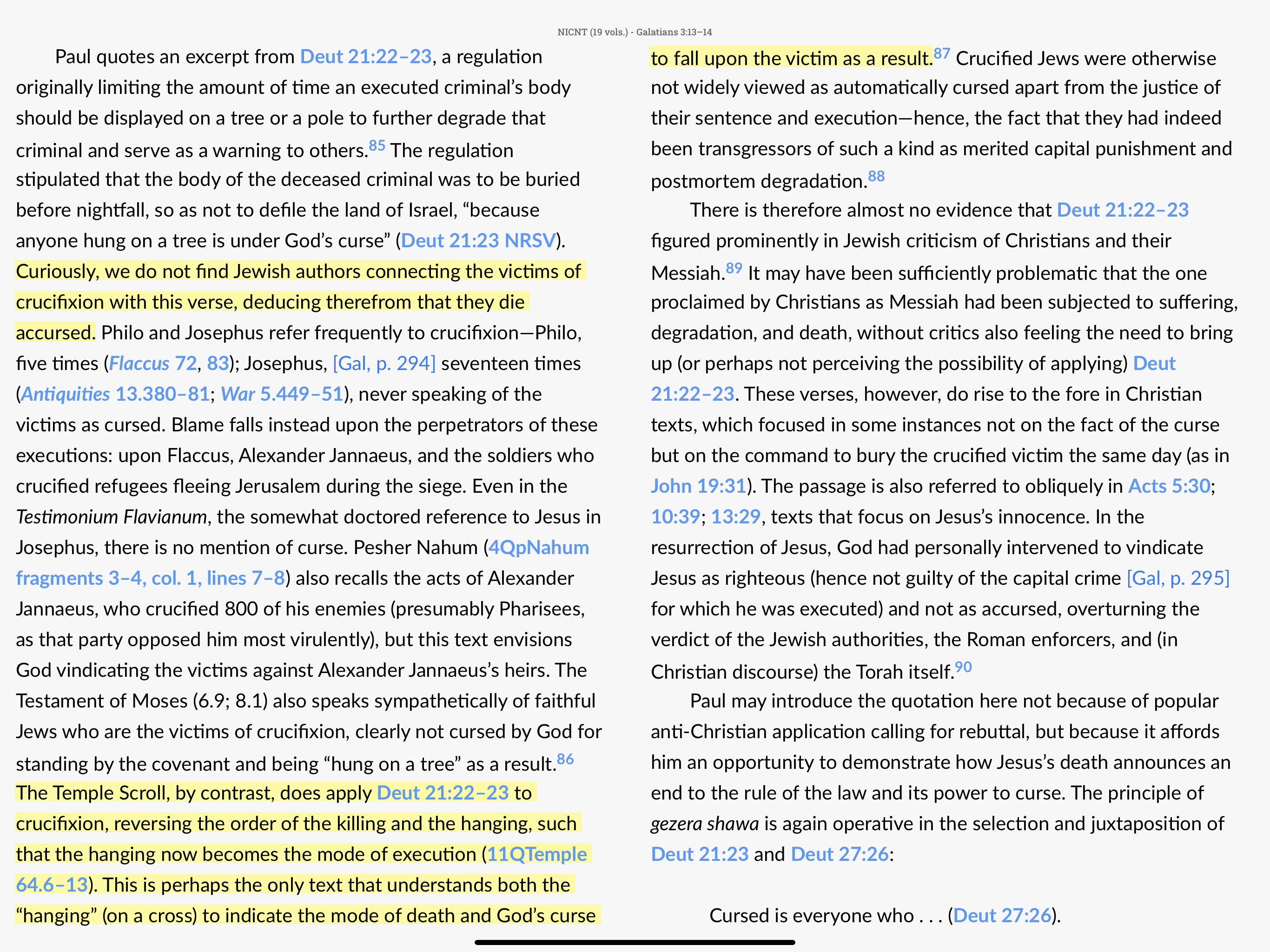 DeSilva on 3:13–14, crucifixtion, and the OT curses