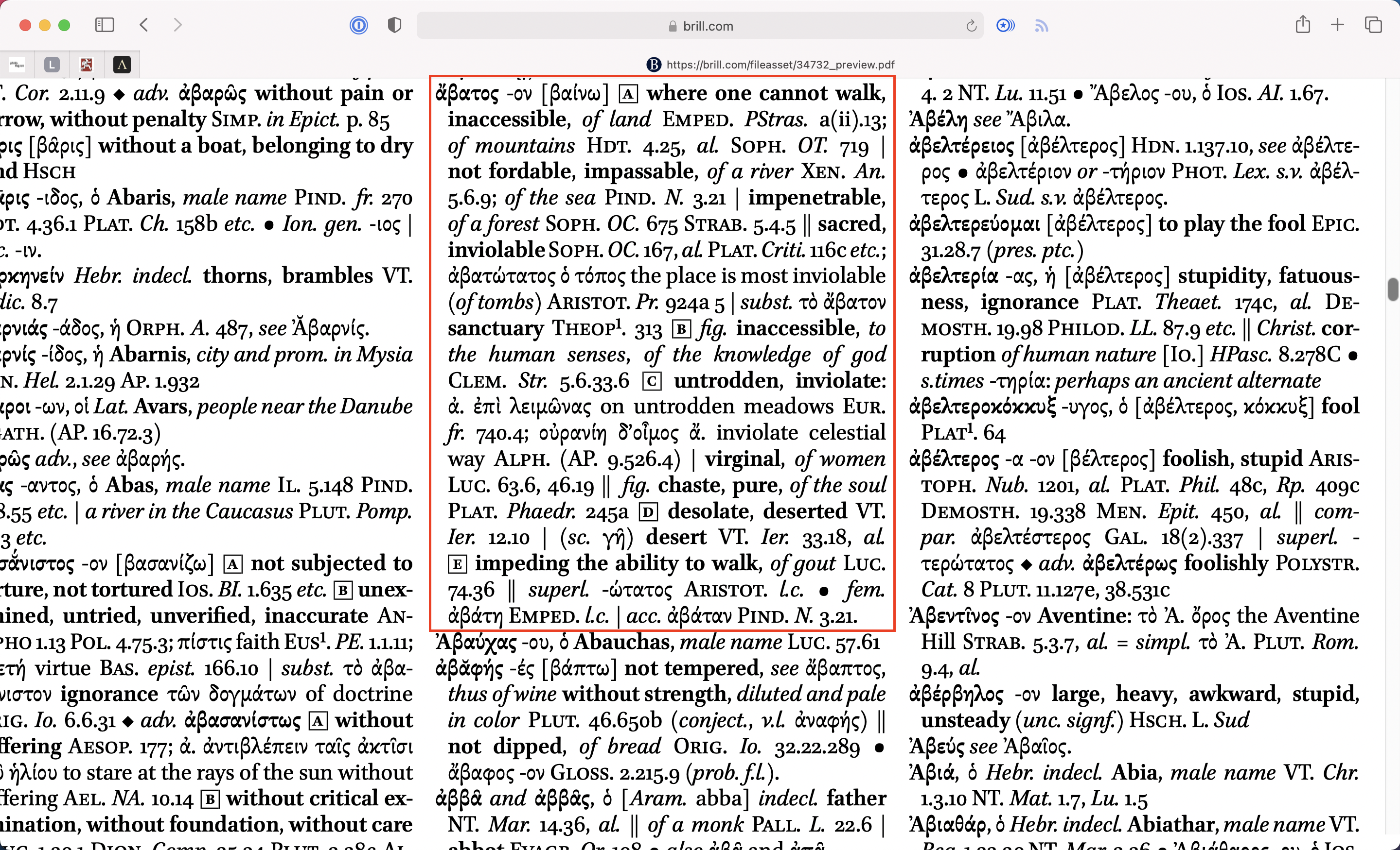 an entry in the print version