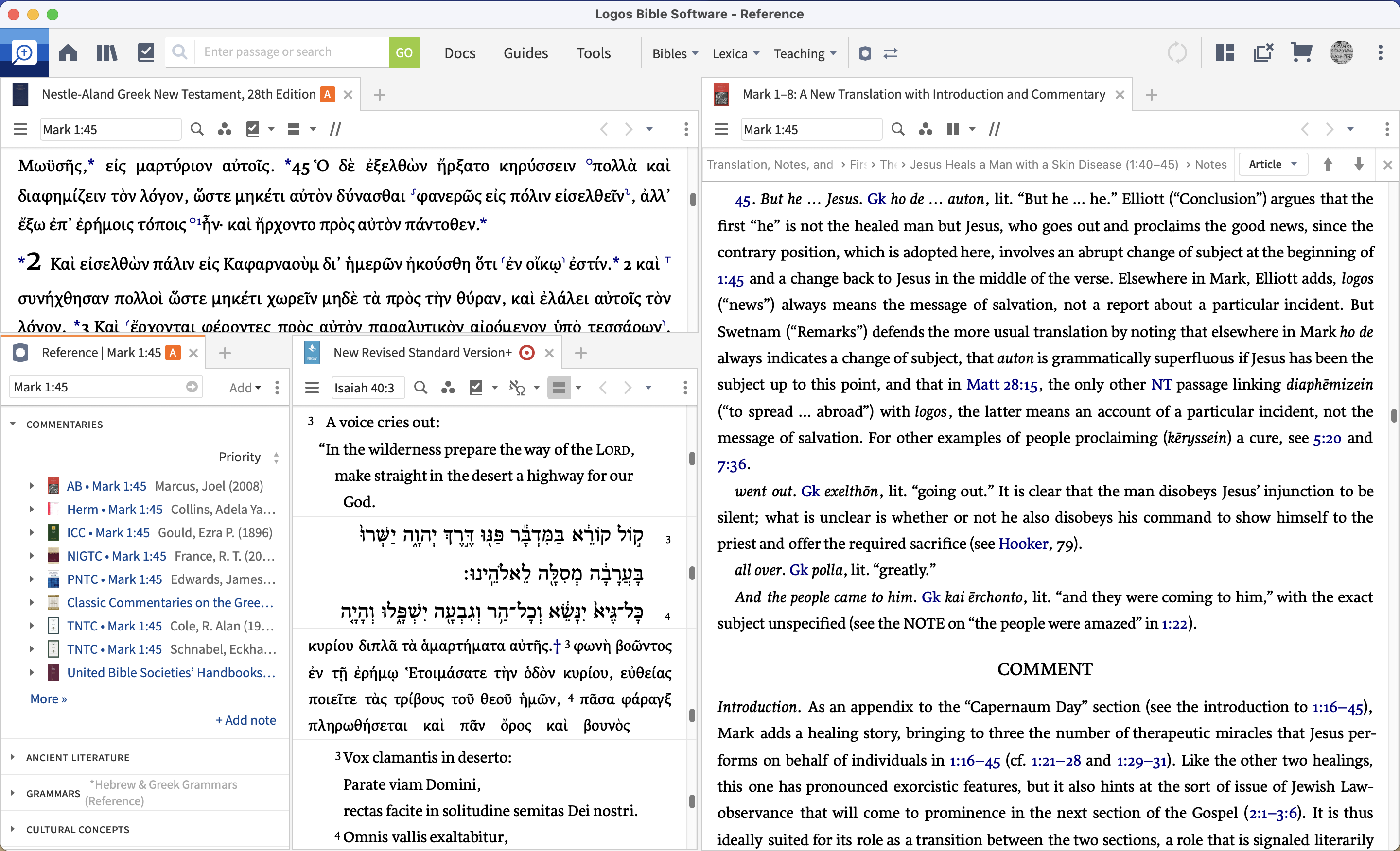 a layout designed for accessing reference resources