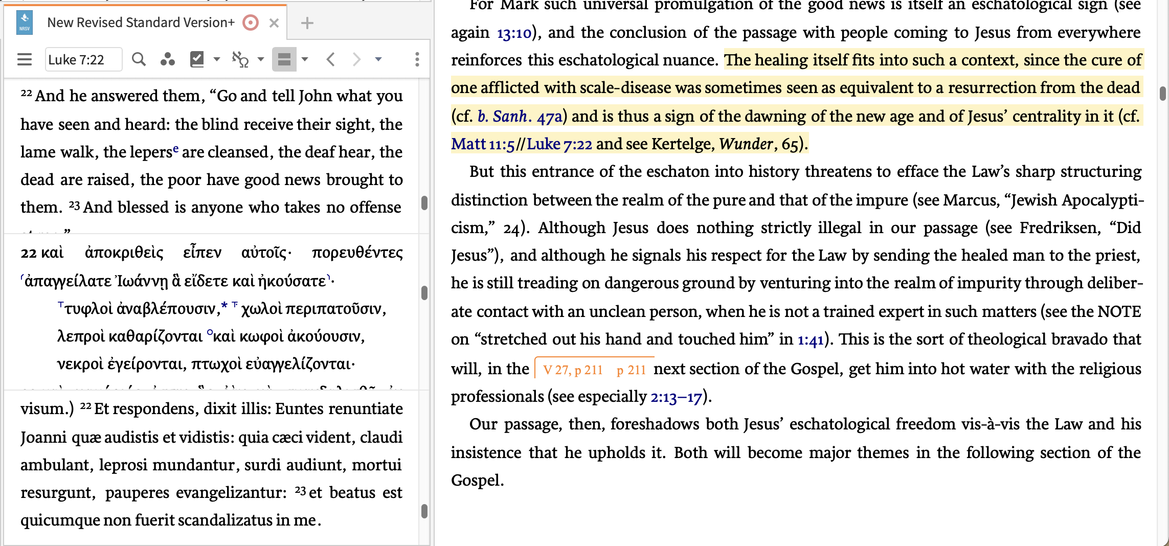 jumping from commentary scripture reference to multiple versions of the bible