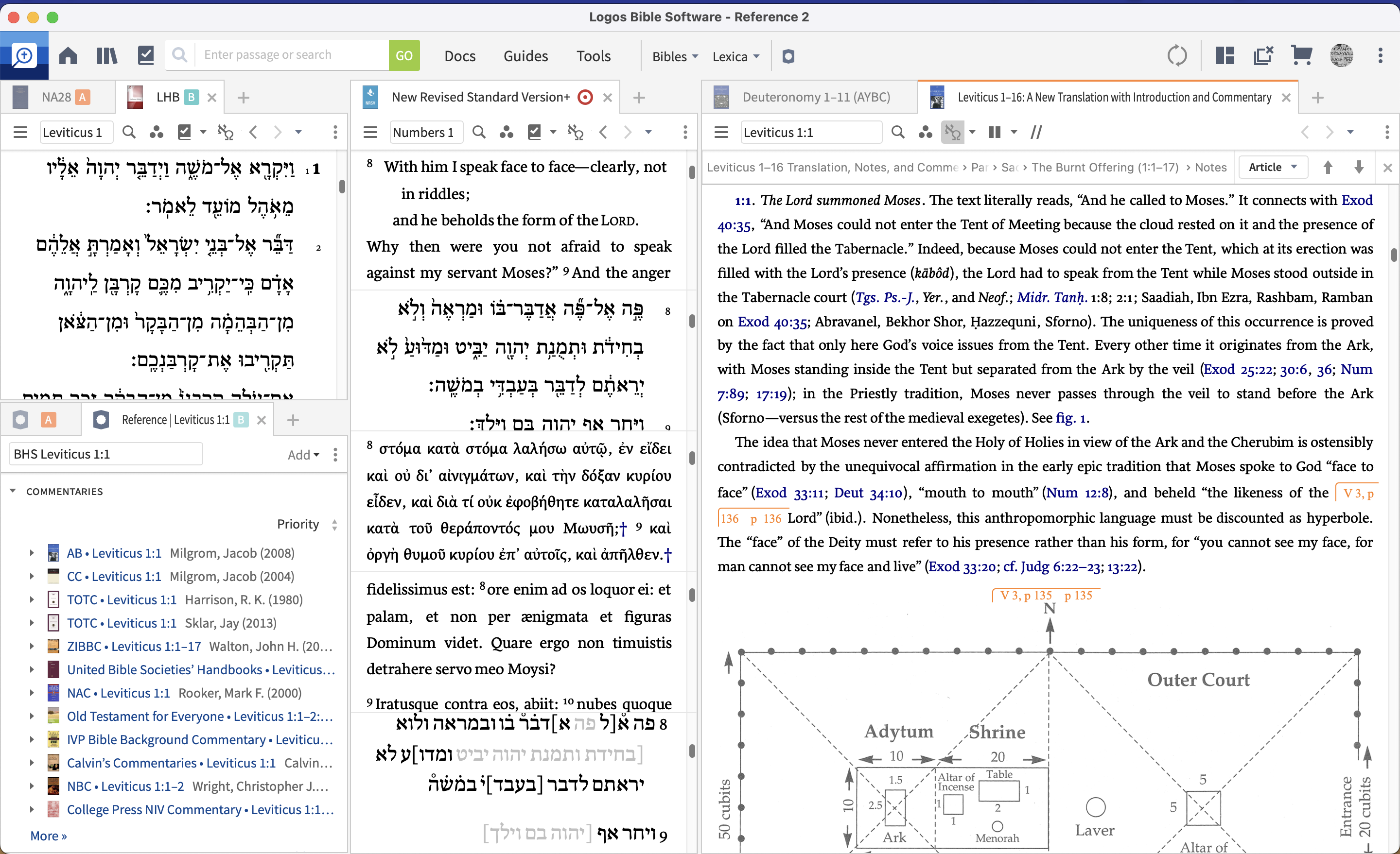 OT layout for accessing commentaries