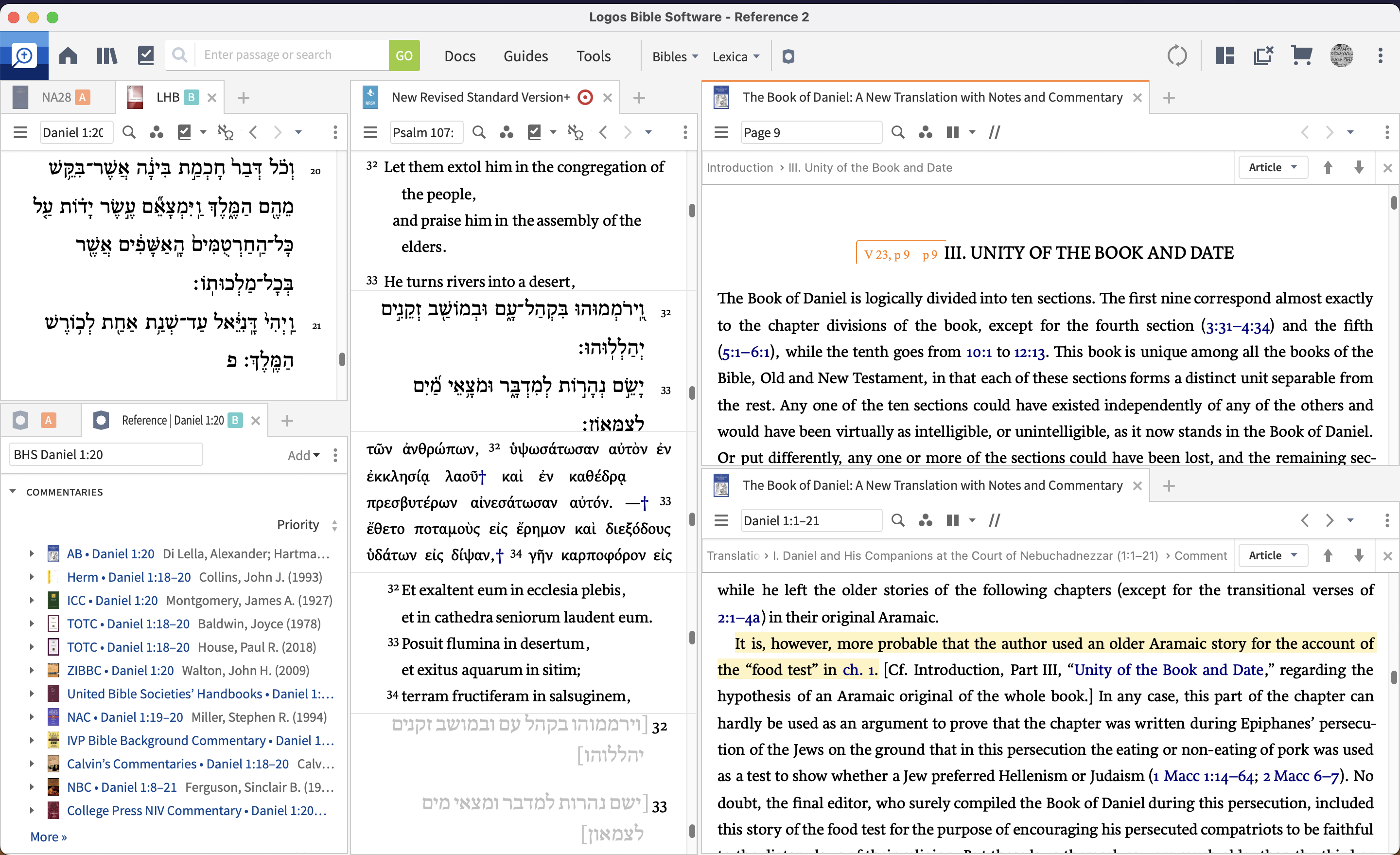 opening a separate copy of the commentary from a hyperlink to the intro